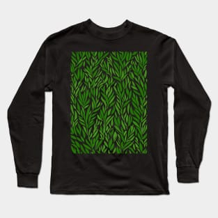 Seamless pattern with green leaves Long Sleeve T-Shirt